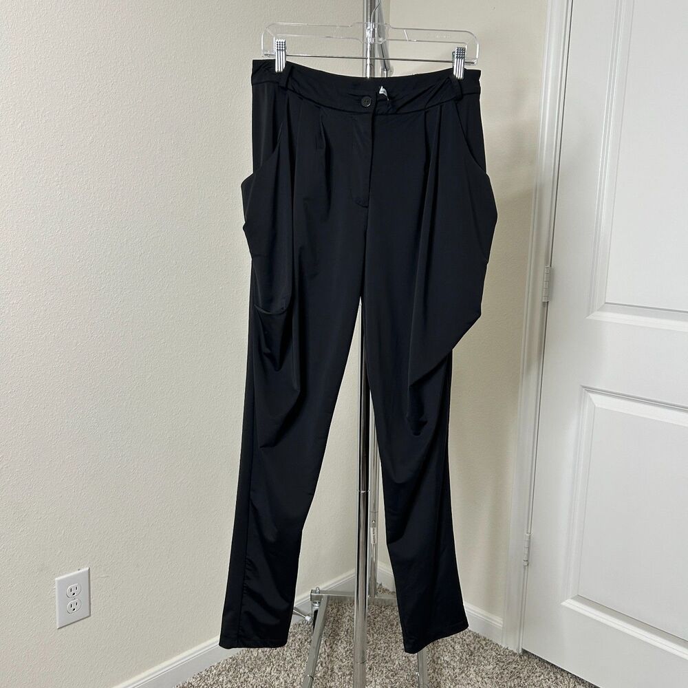 Ruti Pants Womens 1 Black Sapphire Pleated Draped Pocket Silk Touch Quiet Luxury